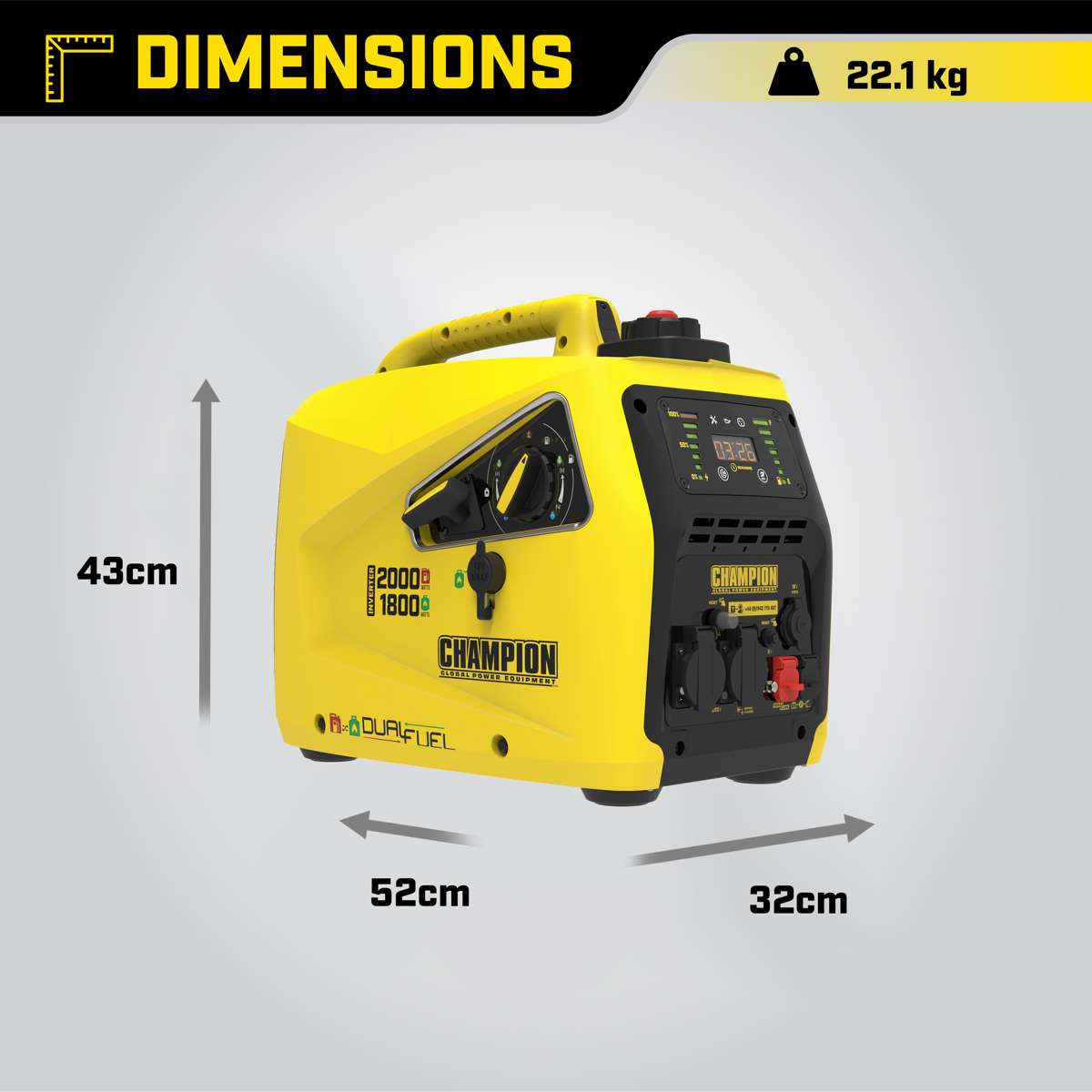 Champion 2000 Watt Dual Fuel LPG/Benzin-Generator