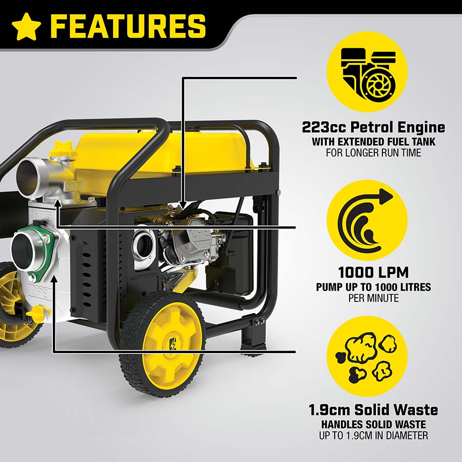 Champion 7,5 cm Pumpe für sauberes/schmutziges Wasser