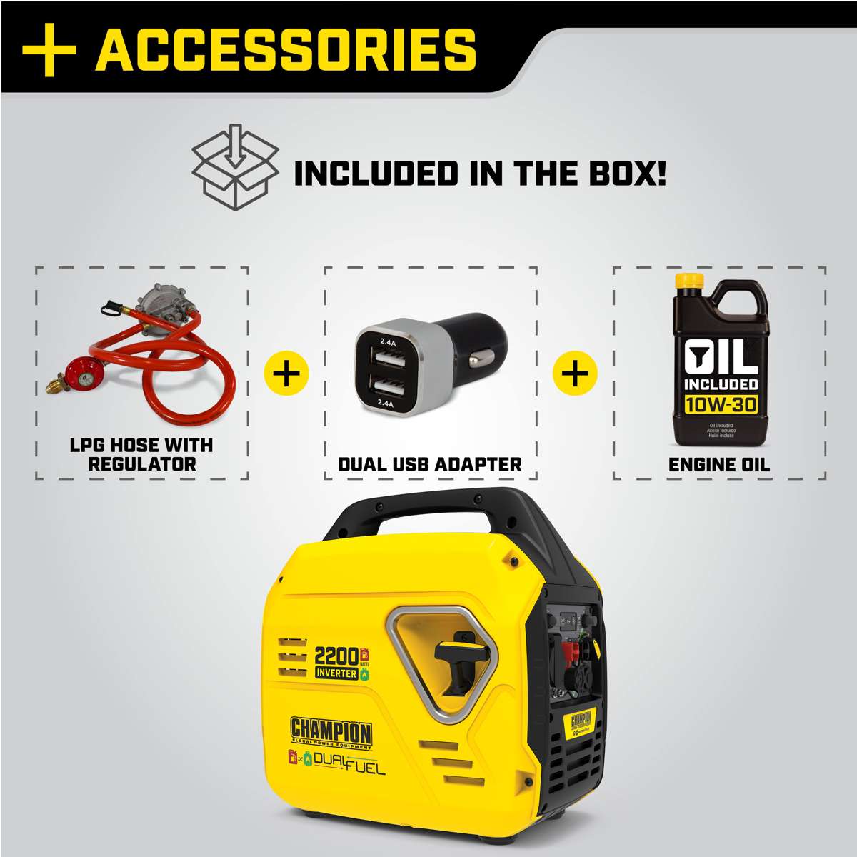 Champion 2200 Dual Fuel LPG/Benzin-Generator "The Mighty Atom"