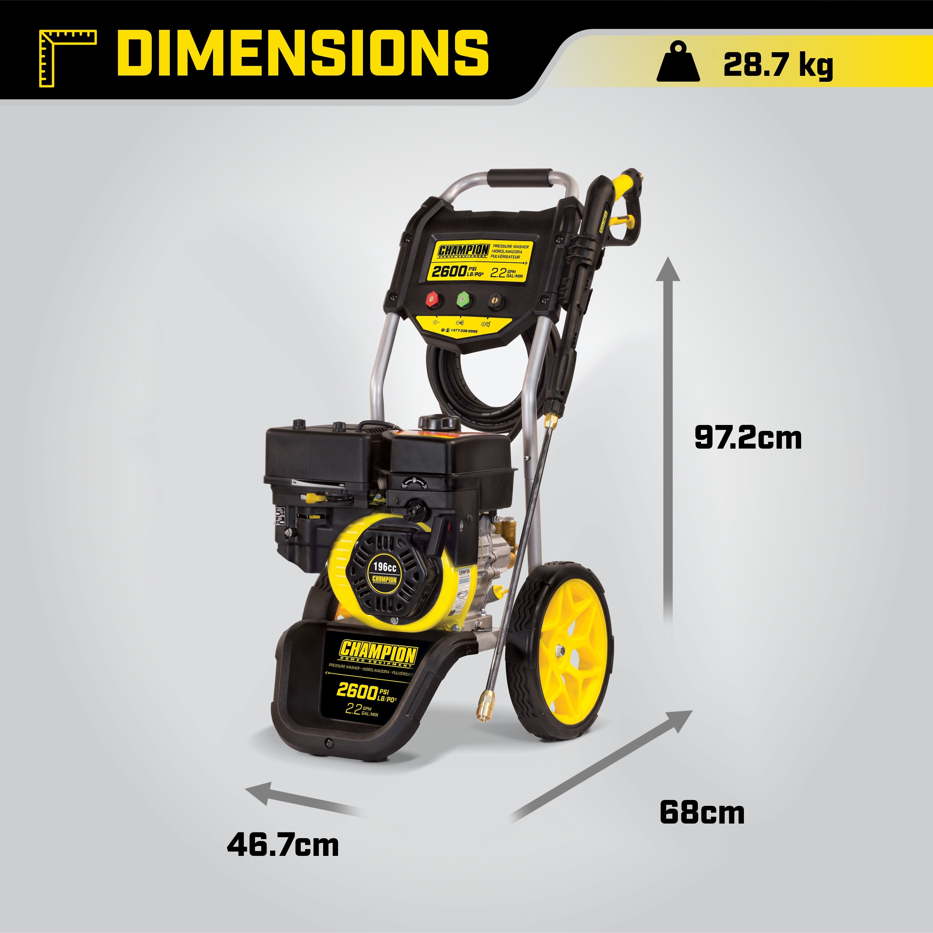 Champion 179 Bar (2600 PSI) 8,3 LPM Hochdruckreiniger